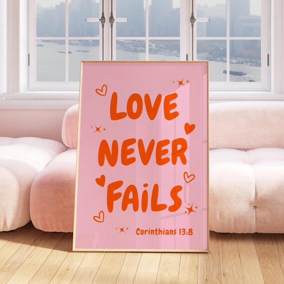 Modern Christian Art Christian Wall Art Scripture Wall Art Pink Orange Wall Art Bible Verse Wall Art Coquette Christian