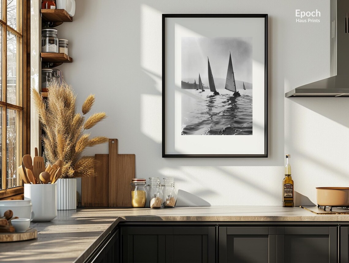 Sailing Yachts, Black And White Minimalist Art Print - Image 3