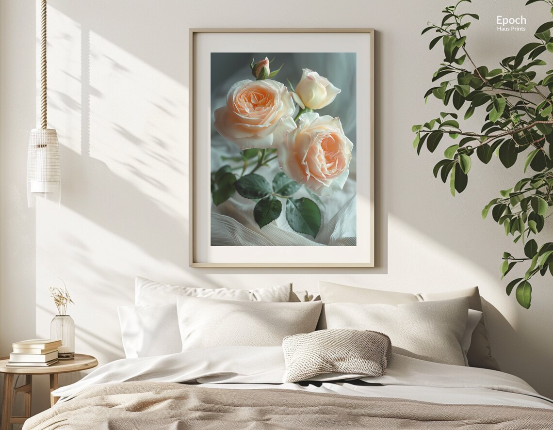 White Rose Bouquet Floral Wall Art, Photo Print - Image 3
