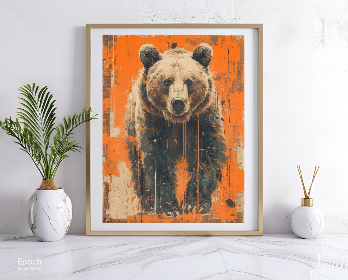Grizzly Bear Boho Style Animal Wall Art - Image 3