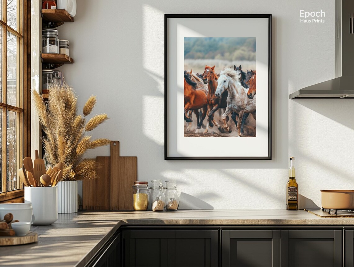 Wild Horses Running Action Photo, Wildlife Print - Image 3