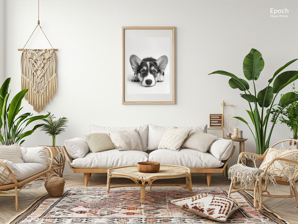Corgi Photo Prints Black And White Photo Of Corgi Puppy Photo Of Puppies Dog Lover Gifts Instant Print - Image 3