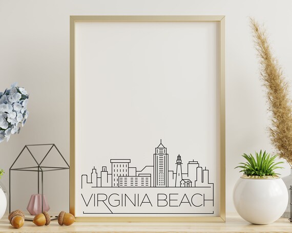 Virginia Beach Lighthouse Tower Minimalist Skyline Line Art Poster