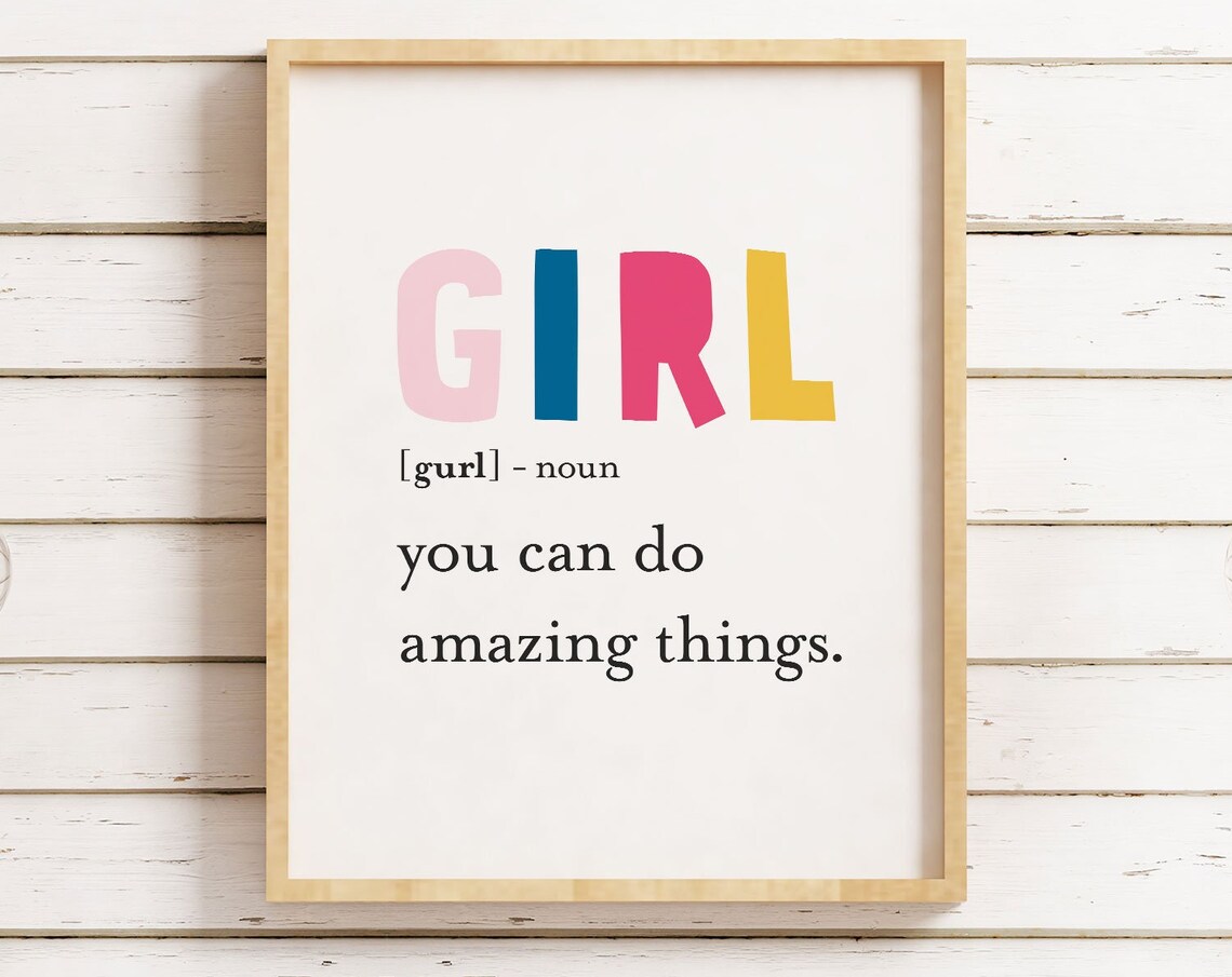 Girl You Can Do Amazing Things Colorful Block Letter Definition Poster - Image 3