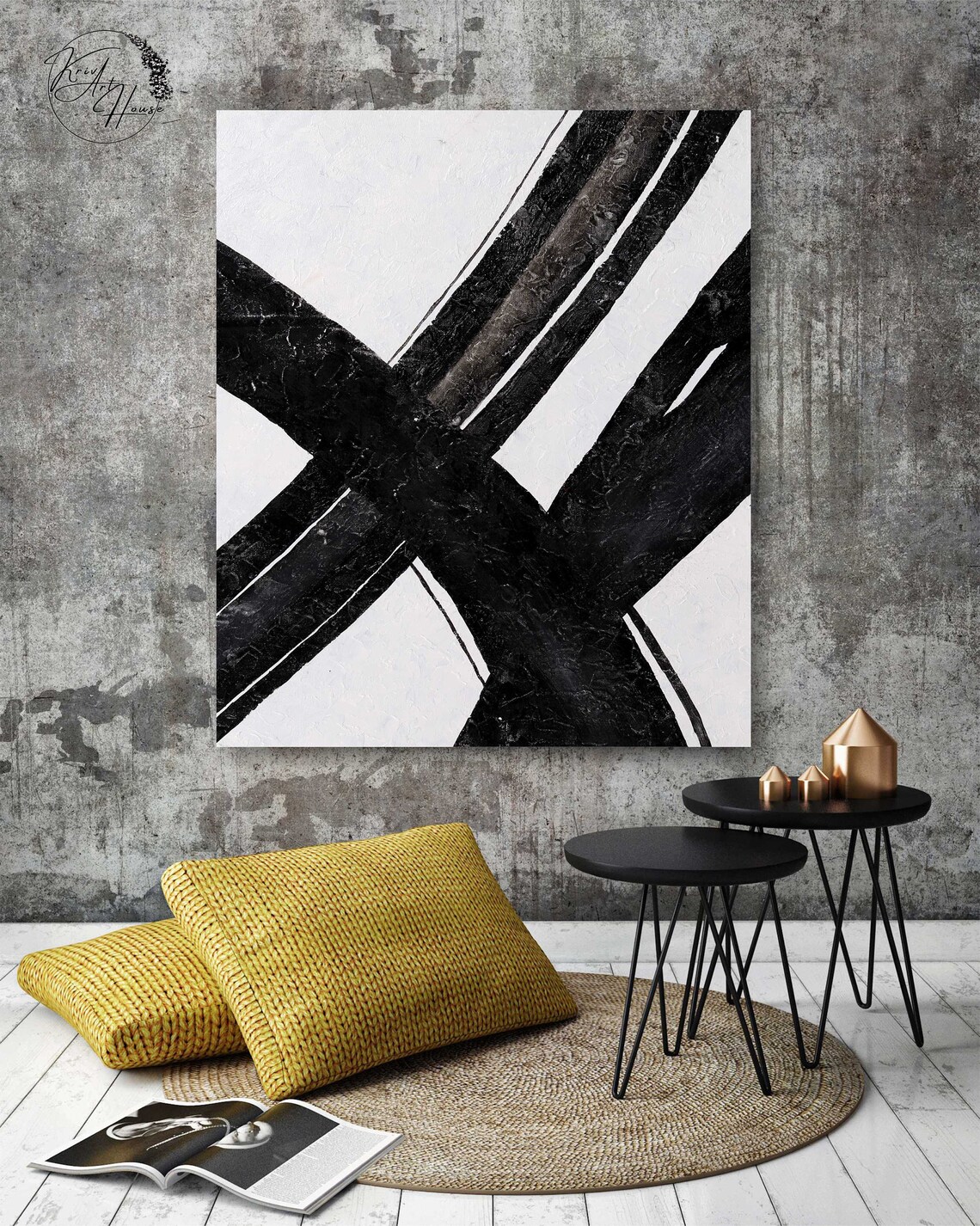 Black White Minimalist Brush Strokes Abstract Art Modern Wall Poster - Image 4