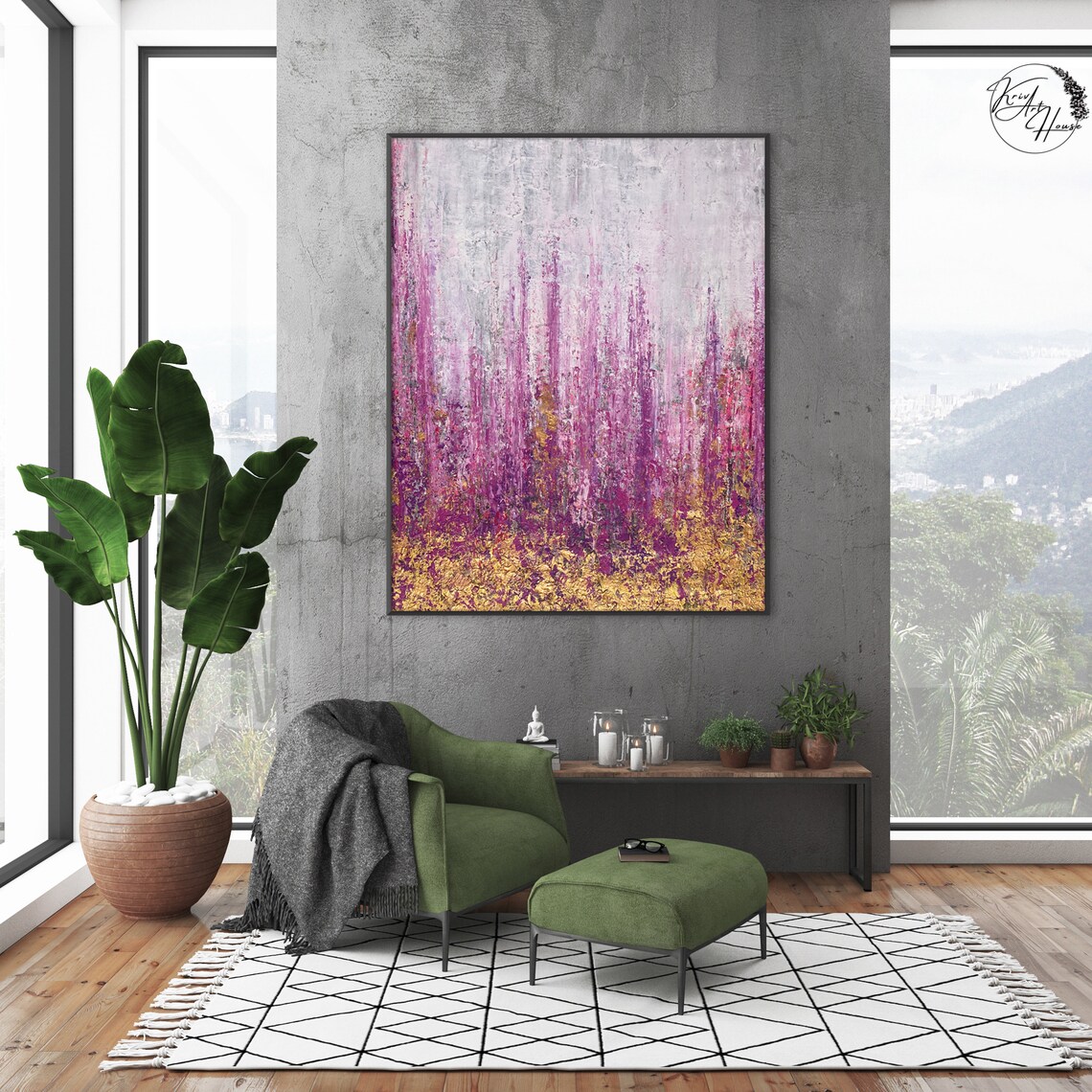 Abstract City Painting, Modern Art Poster Print - Image 3