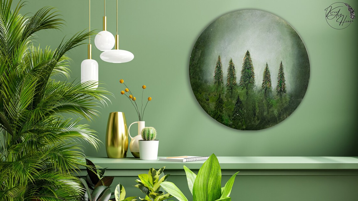 Big Forest Minimalist Circle Art Print, Bedroom Decor - Image 4