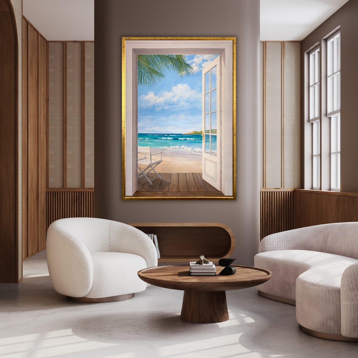 Open Door To Tropical Beach Window Illusion Ocean View Wall Art Poster - Image 2