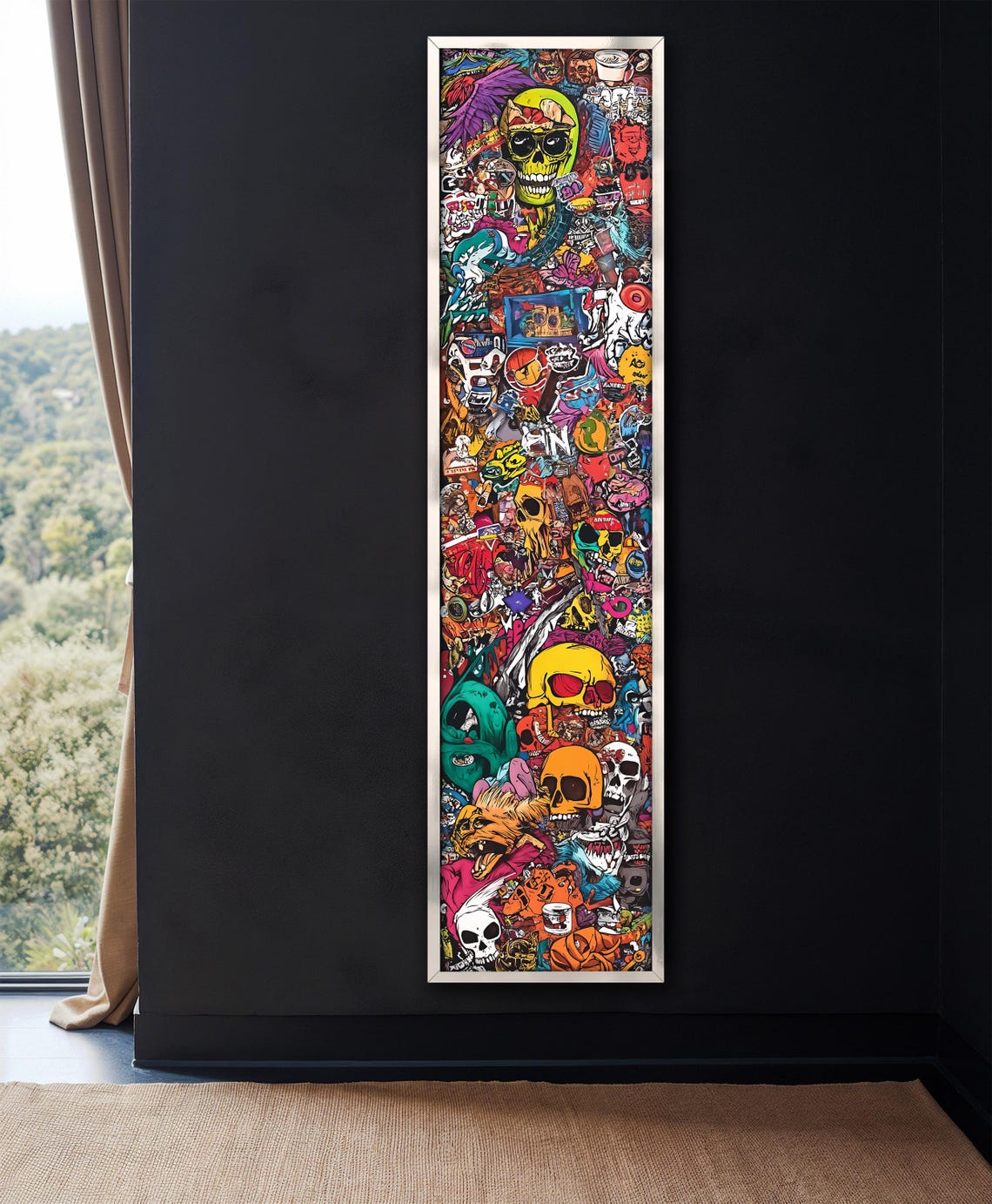 Colorful Skull Graffiti Collage Urban Street Art Vertical Poster - Image 4