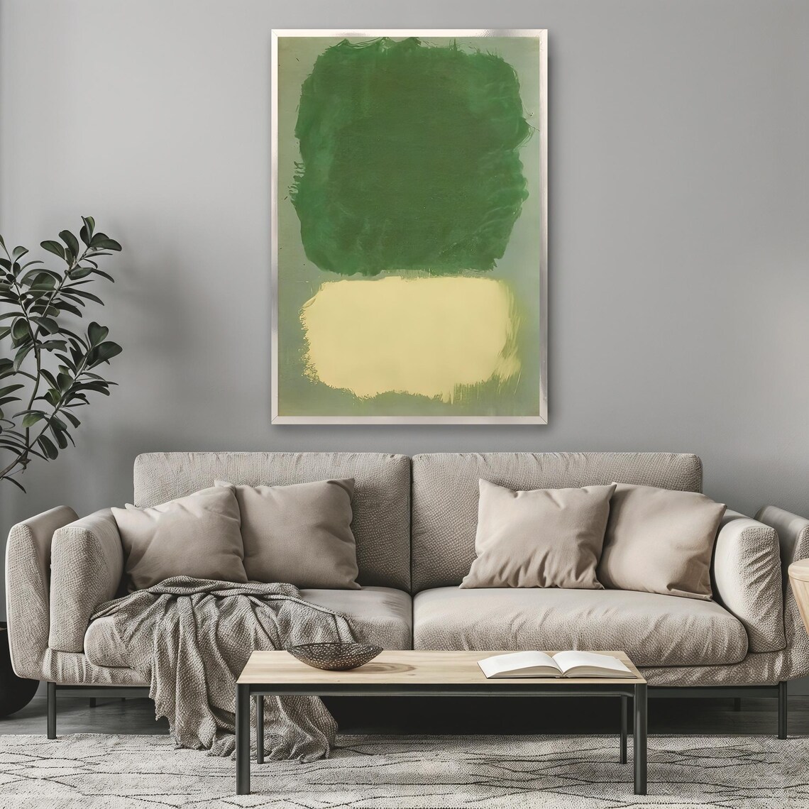 Green Beige Minimalist Mark Rothko Wall Art Abstract Poster Modern Framed Decor Large Ready To Hang Luxury Gift - Image 3
