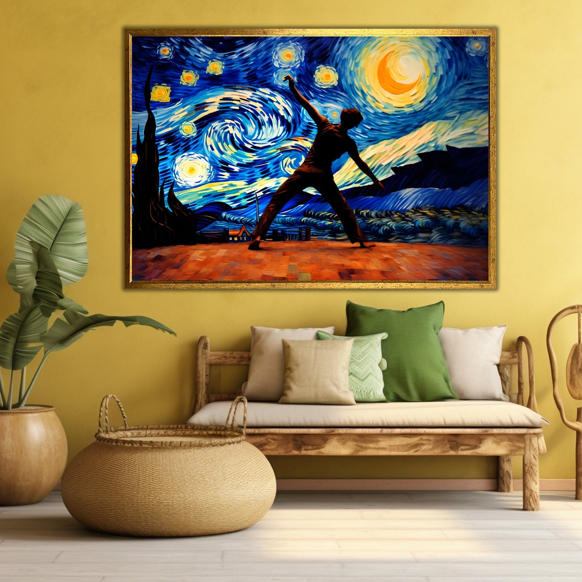 Night Dancing Man Art Dance Wall Decor Night Sky Wall Art Ready To Hang Modern Home Decoration Unique Gift - Image 4