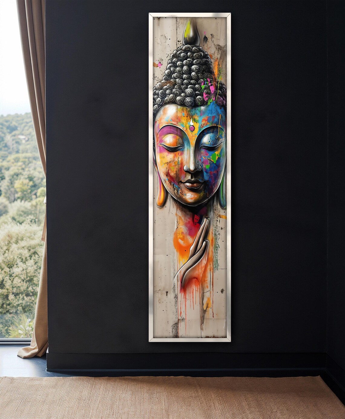 Colorful Buddha Face Abstract Painting Vibrant Spiritual Wall Art Poster - Image 4