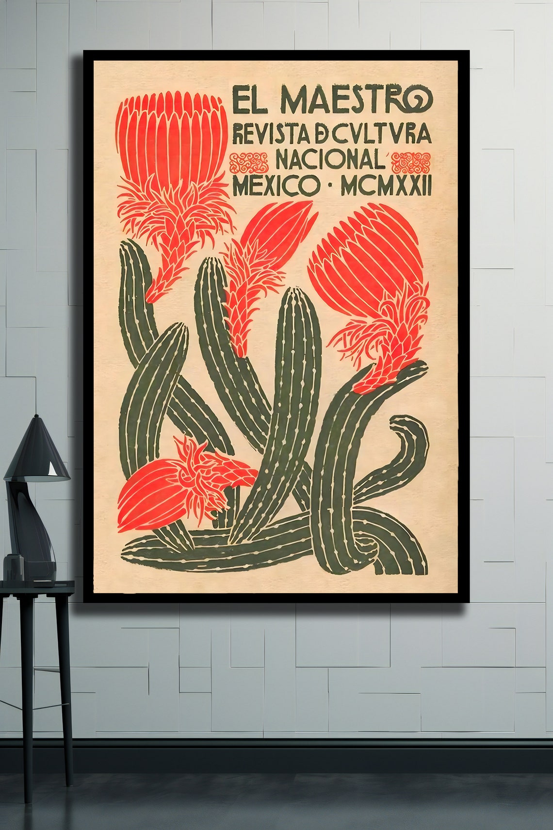 Diego Rivera El Maestro 1922 Cactus Flower Vintage Magazine Art Poster - Image 2
