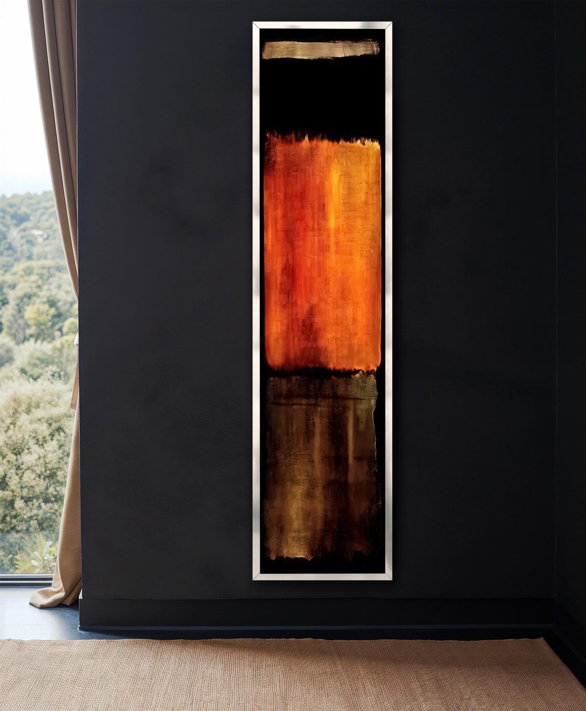 Rothko Style Black Orange Ember Dramatic Abstract Vertical Art Poster - Image 4