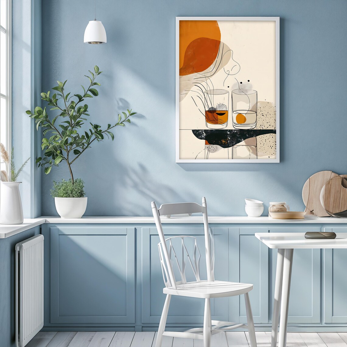 Abstract Whiskey Glasses Minimalist Line Art Bar Kitchen Wall Decor Poster - Image 2