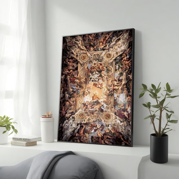Sistine Chapel Ceiling Painting Michelangelo Wall Art Framed Dark Renaissance Art Large Wall Art Home Gift