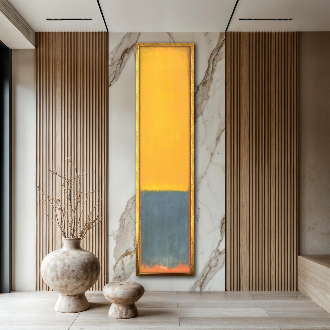 Rothko Style Yellow Blue Orange Horizon Abstract Vertical Art Poster