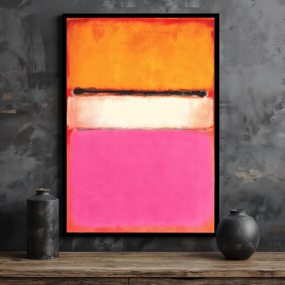 Ready To Hang Mark Rothko Pink And Orange Painting Modern Artwork Colorful Wall Decor Contemporary Colorful Art Home Decor