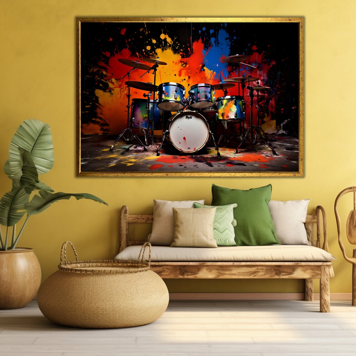 Drum Kit Paint Splatter Explosion Colorful Musical Instrument Art Poster - Image 4