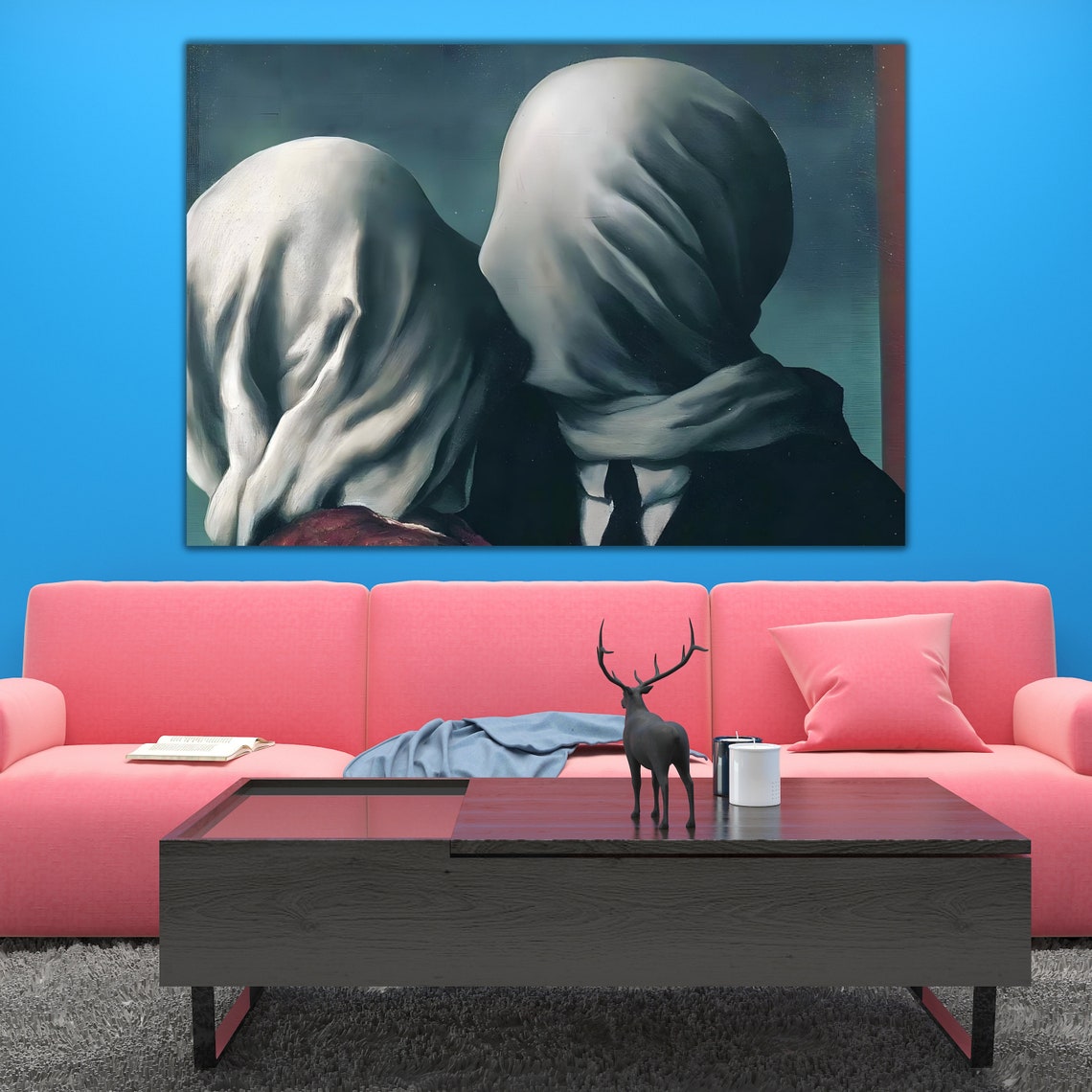 Rene Magritte The Lovers Surrealist Veiled Couple Embrace Art Print - Image 2