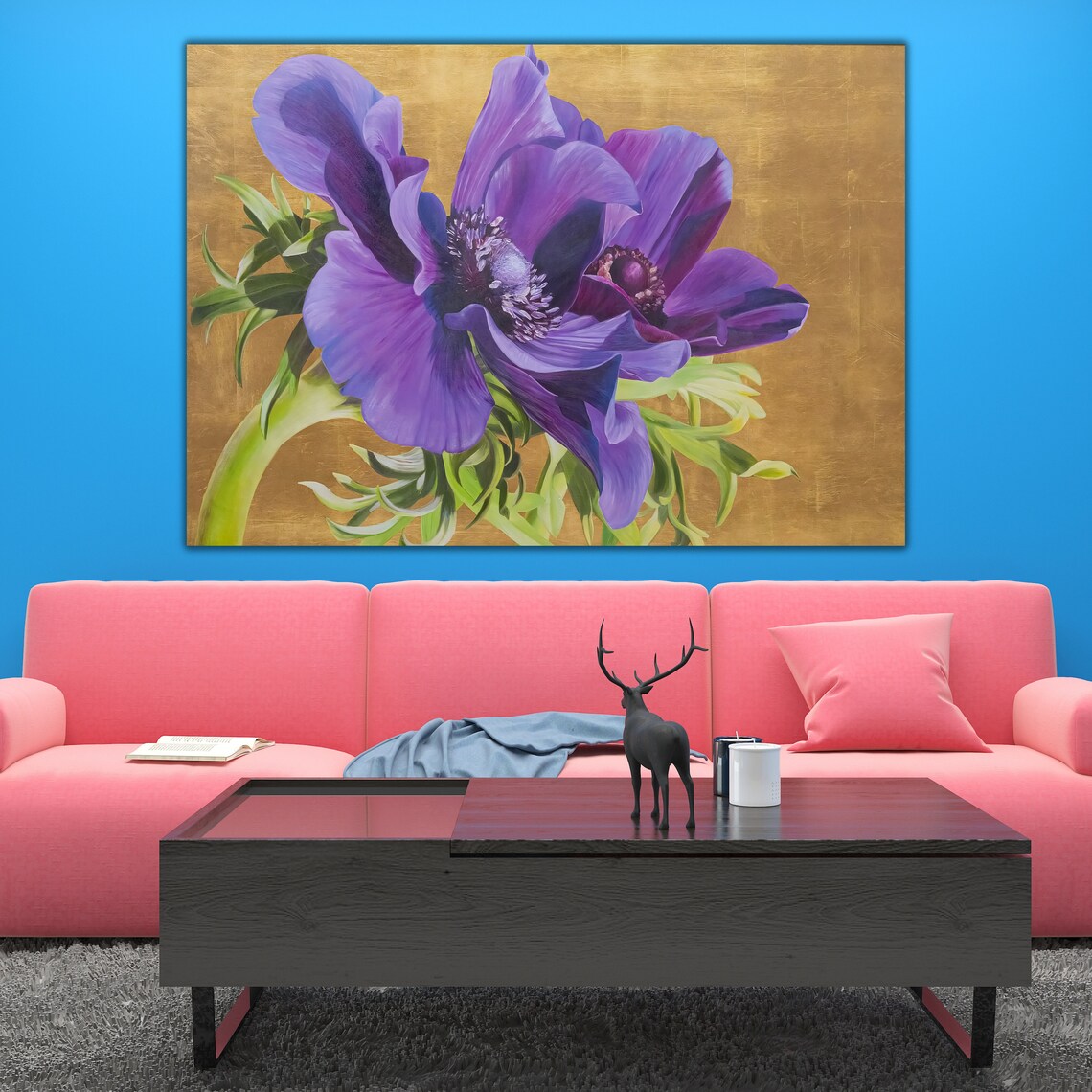 Purple Violet Print Vibrant Exotic Floral Wall Art Purple Violet Art Majestic Living Room Painting Perfect Art Lover Gift - Image 2