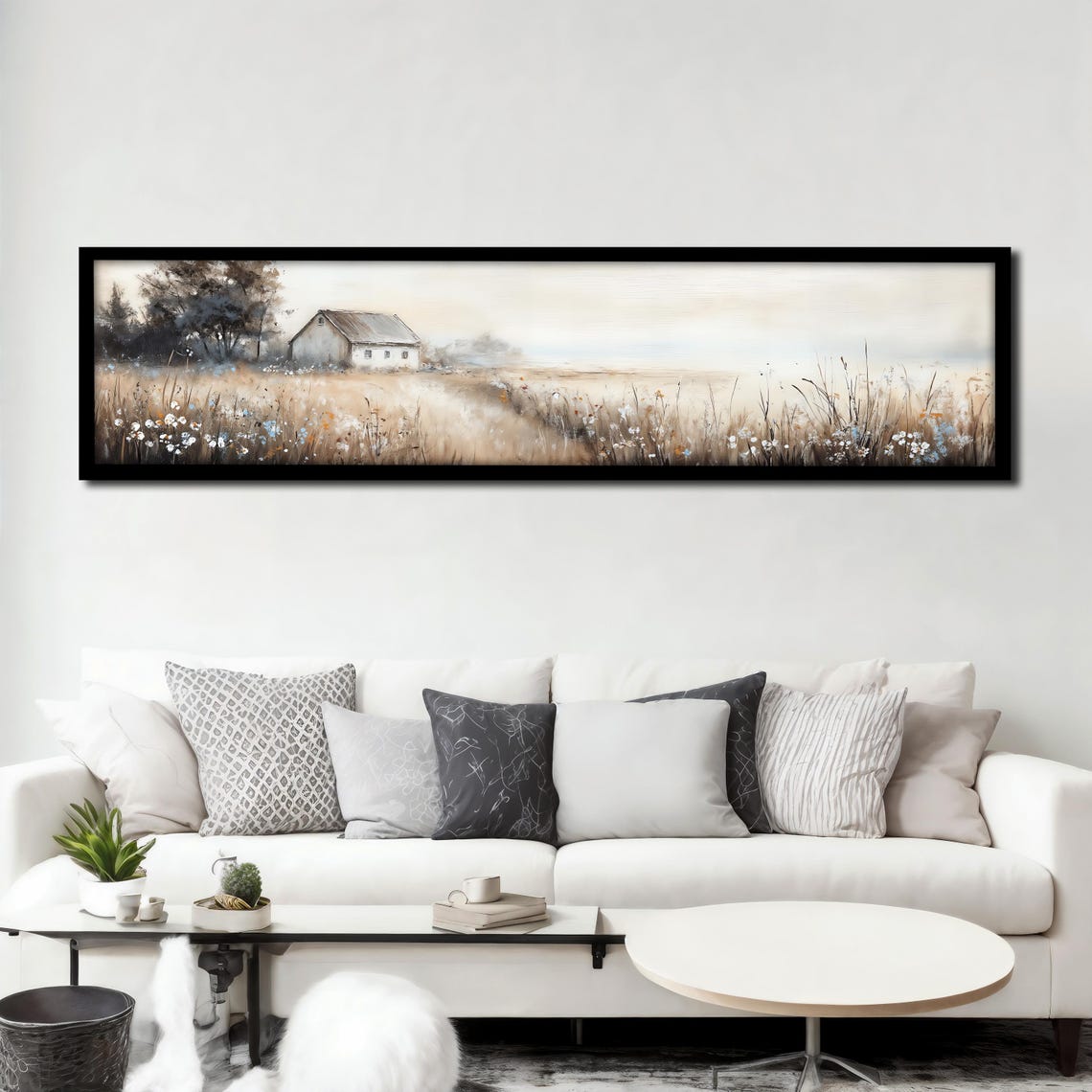 Rustic Farmhouse Wheat Field Panoramic Neutral Country Poster - Image 3