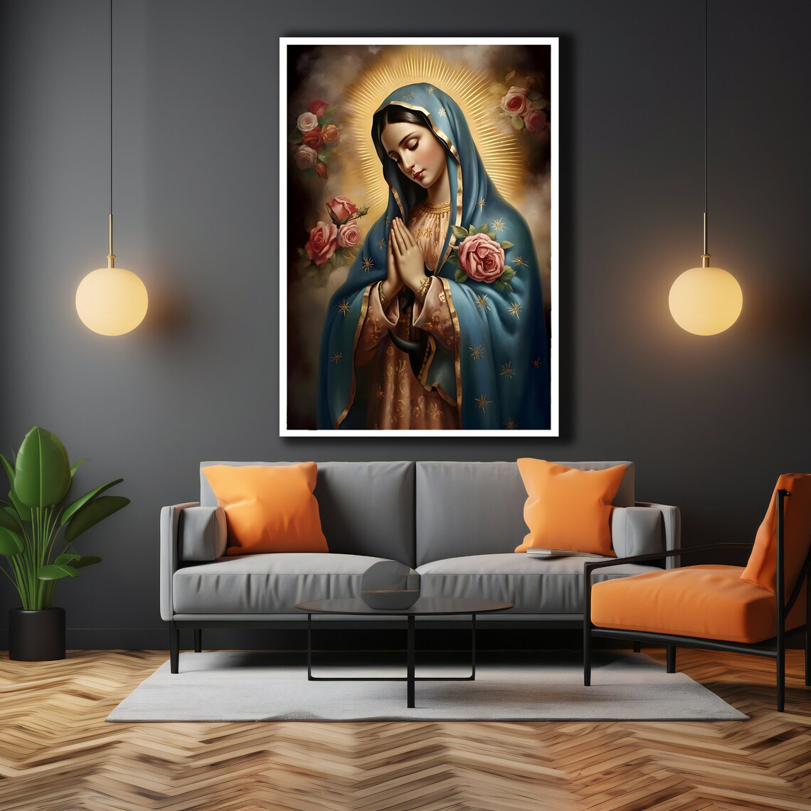 Our Lady Of Guadalupe Prayer Roses Golden Halo Religious Art Print - Image 3