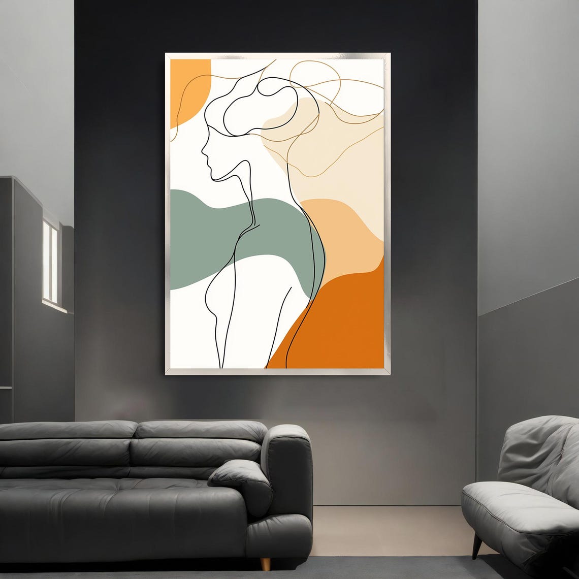 Minimalist Line Art Woman Terracotta Boho Abstract Face Poster - Image 3