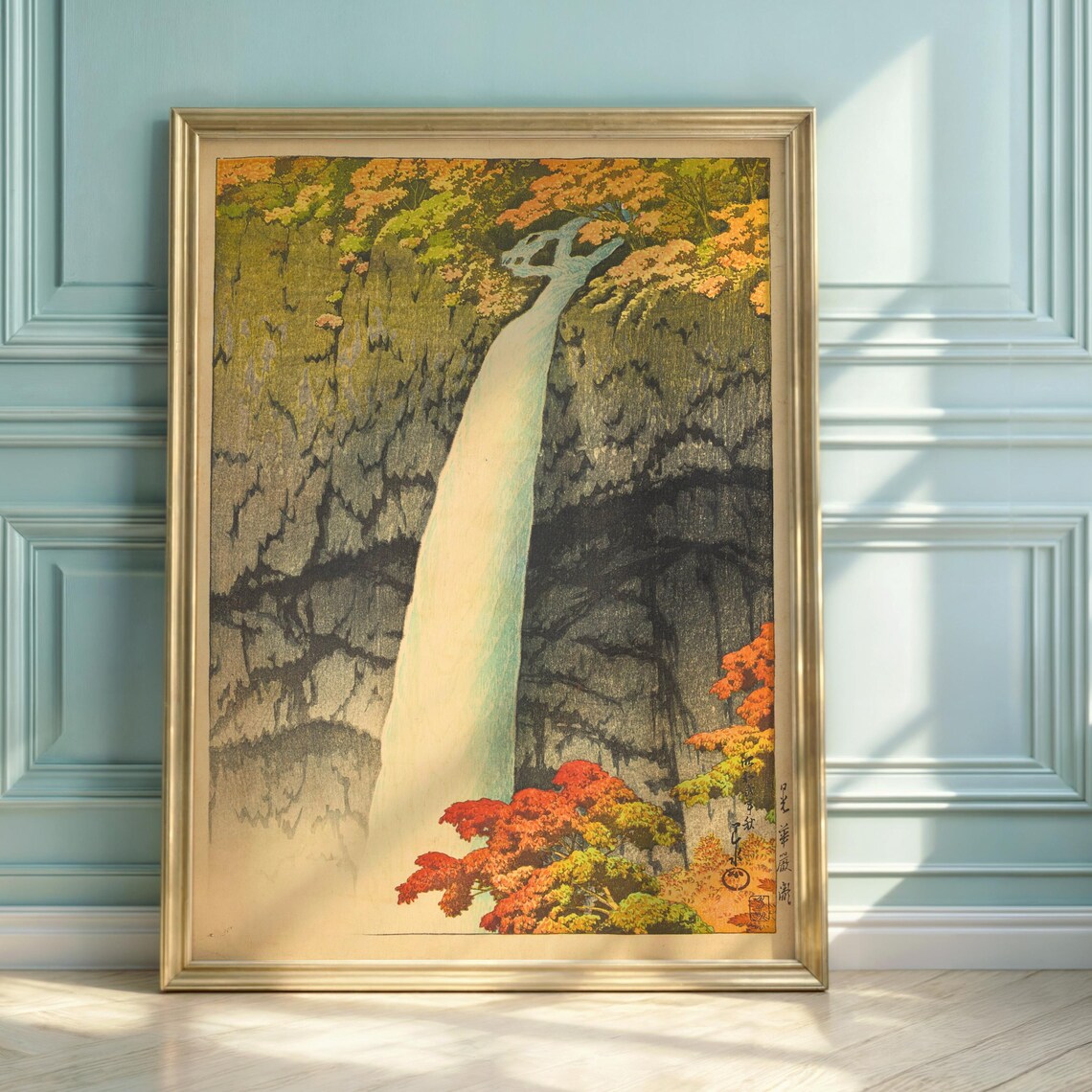 Hasui Kawase Kegon Waterfall Nikko Autumn Japanese Woodblock Poster