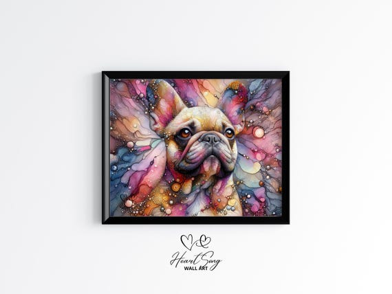 French Bulldog Dog Painting Rustic Abstract Wall Art With Rich Alcohol Inkinspired Texture For Modern Decor Lovers 867