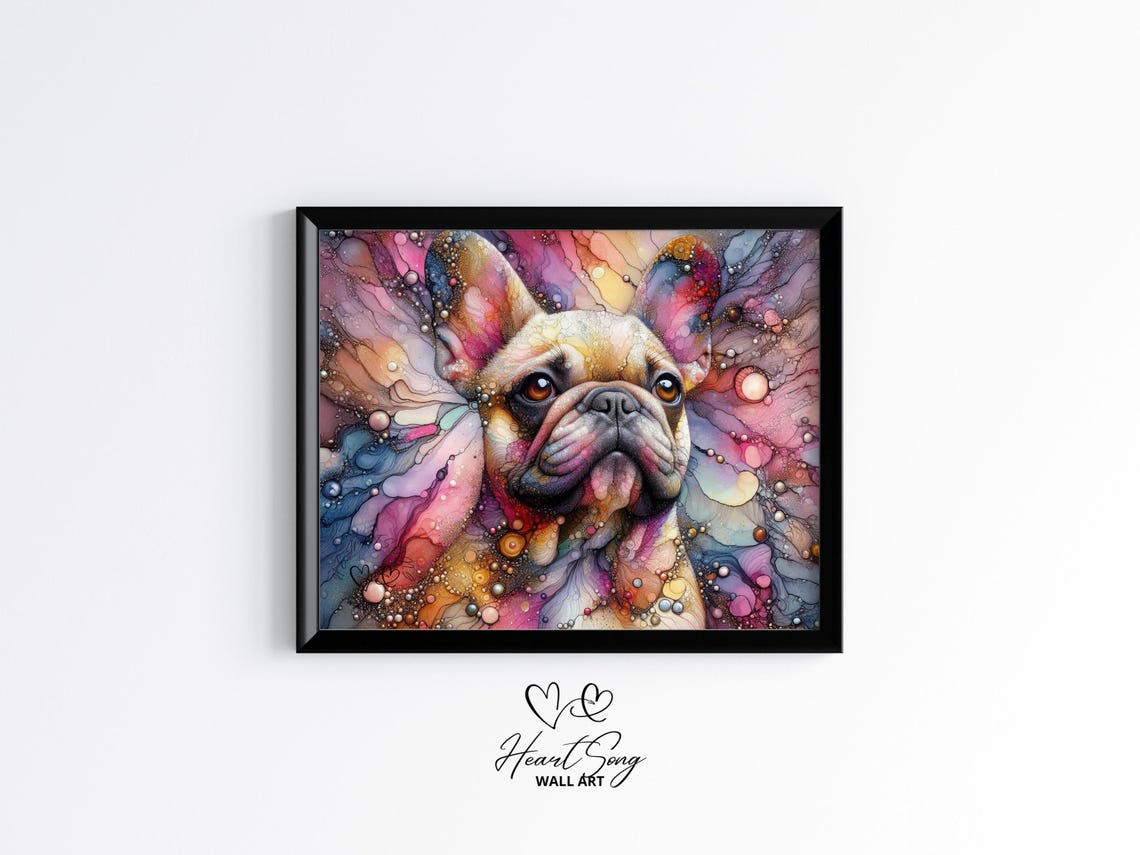 French Bulldog Dog Painting Rustic Abstract Wall Art With Rich Alcohol Inkinspired Texture For Modern Decor Lovers 867