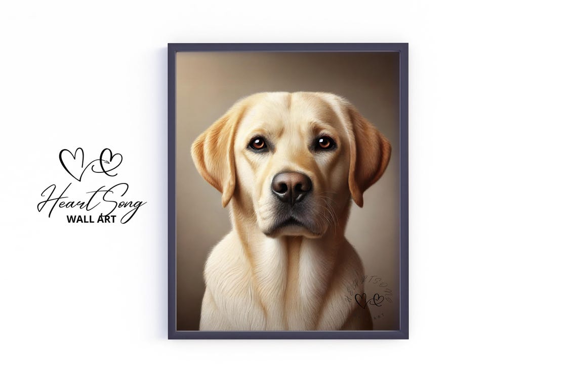 Golden Labrador Retriever Portrait Poster With Warm Rustic Backdrop