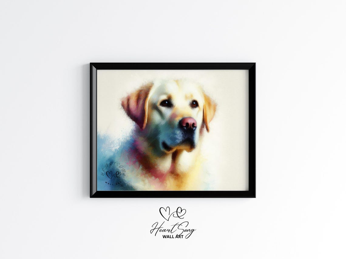 Yellow Labrador Watercolor Dog Portrait Soft Pastel Pet Poster