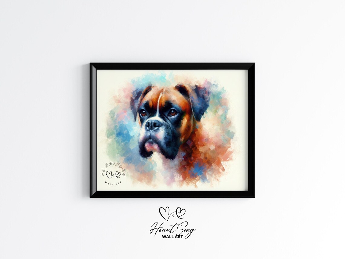 Boxer Dog Watercolor Portrait Soft Pastel Pet Lover Art Poster