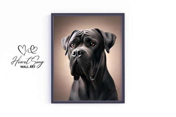 Cane Corso Wall Art Moody Dog Portrait Rustic Home Decor Neutral Earthy Print Vintage Painting 540