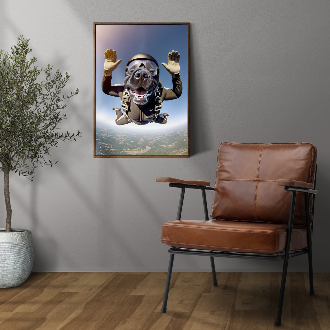 Black Labrador Skydiving With Helmet Epic Freefall Dog Poster - Image 3