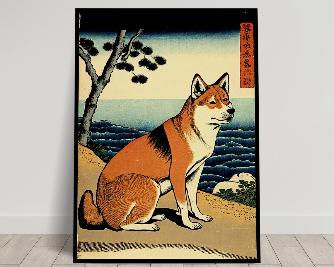 Shiba Inu Dog Japanese Art Style Poster