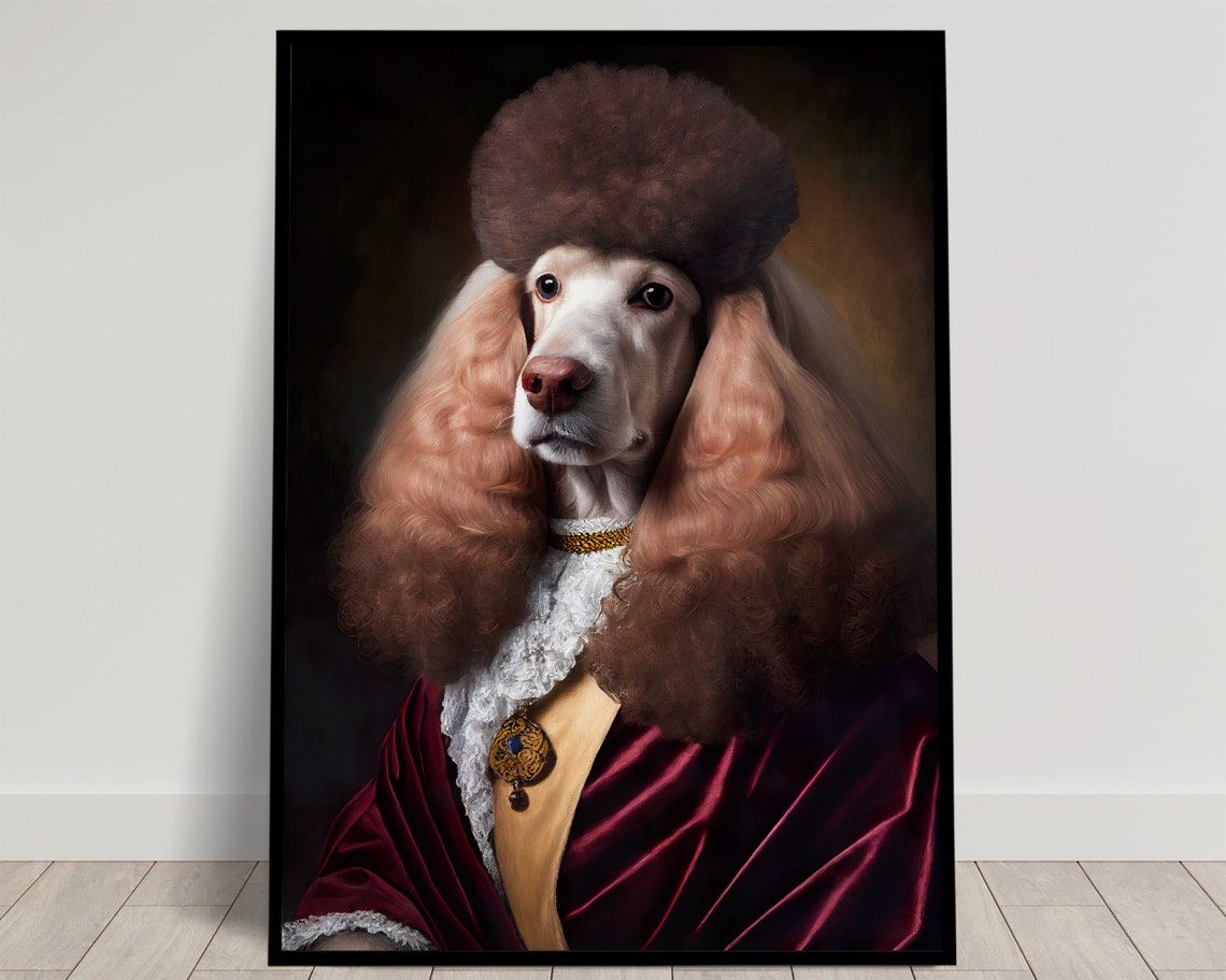 Baroque Poodle Noble Portrait In Velvet Robe And Medal Poster