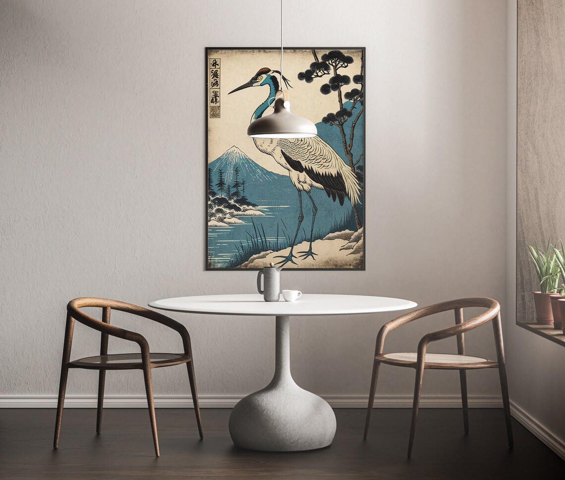 Japanese Crane Japanese Art Style Poster - Image 3