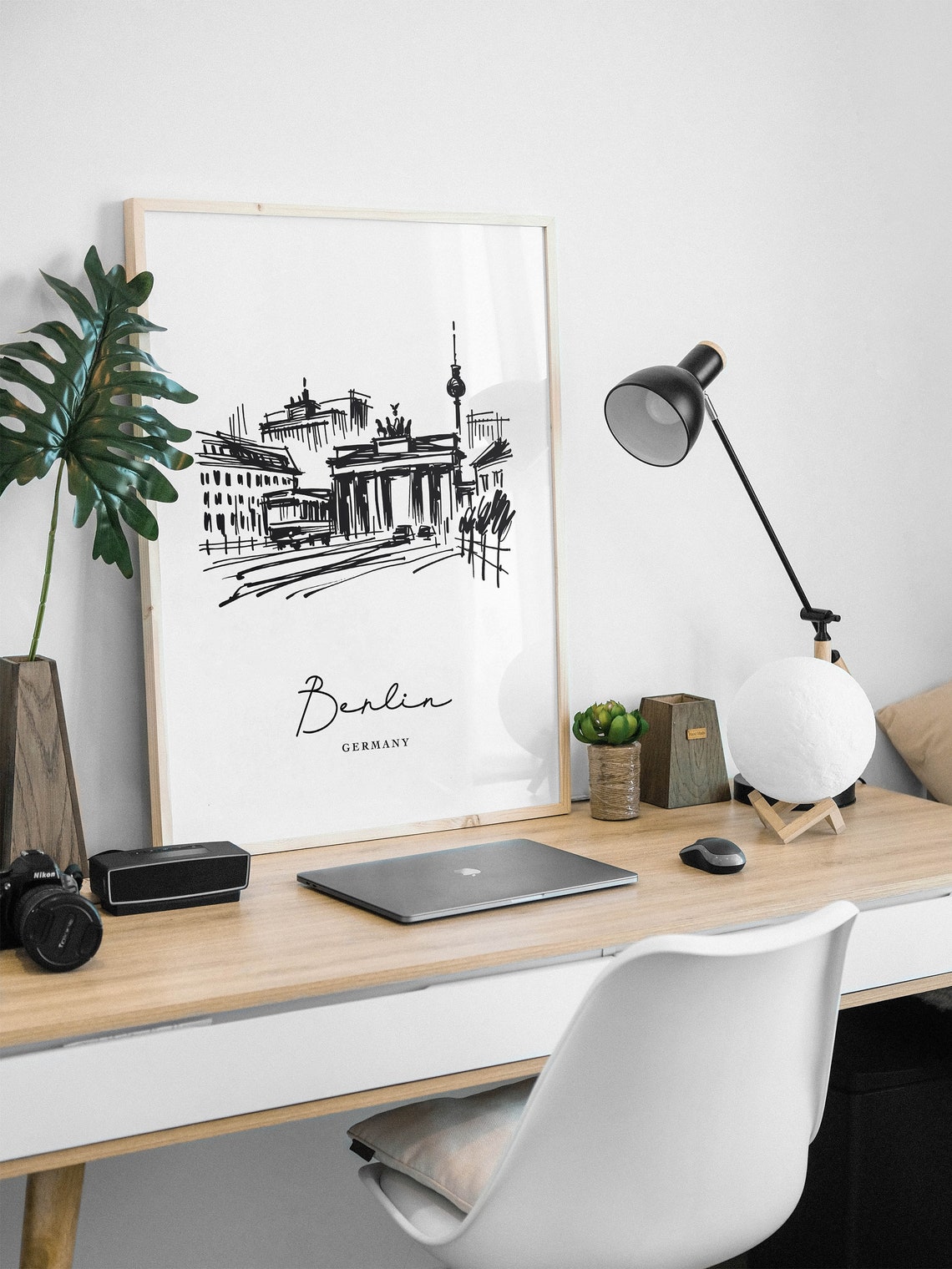 Berlin Skyline Ink Sketch Brandenburg Gate Minimalist Travel Poster - Image 2