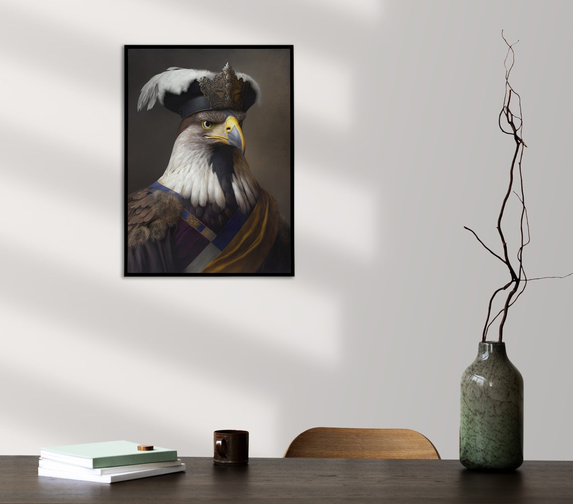 Noble Eagle Baroque Portrait Crowned Regal Oil Painting Poster - Image 4