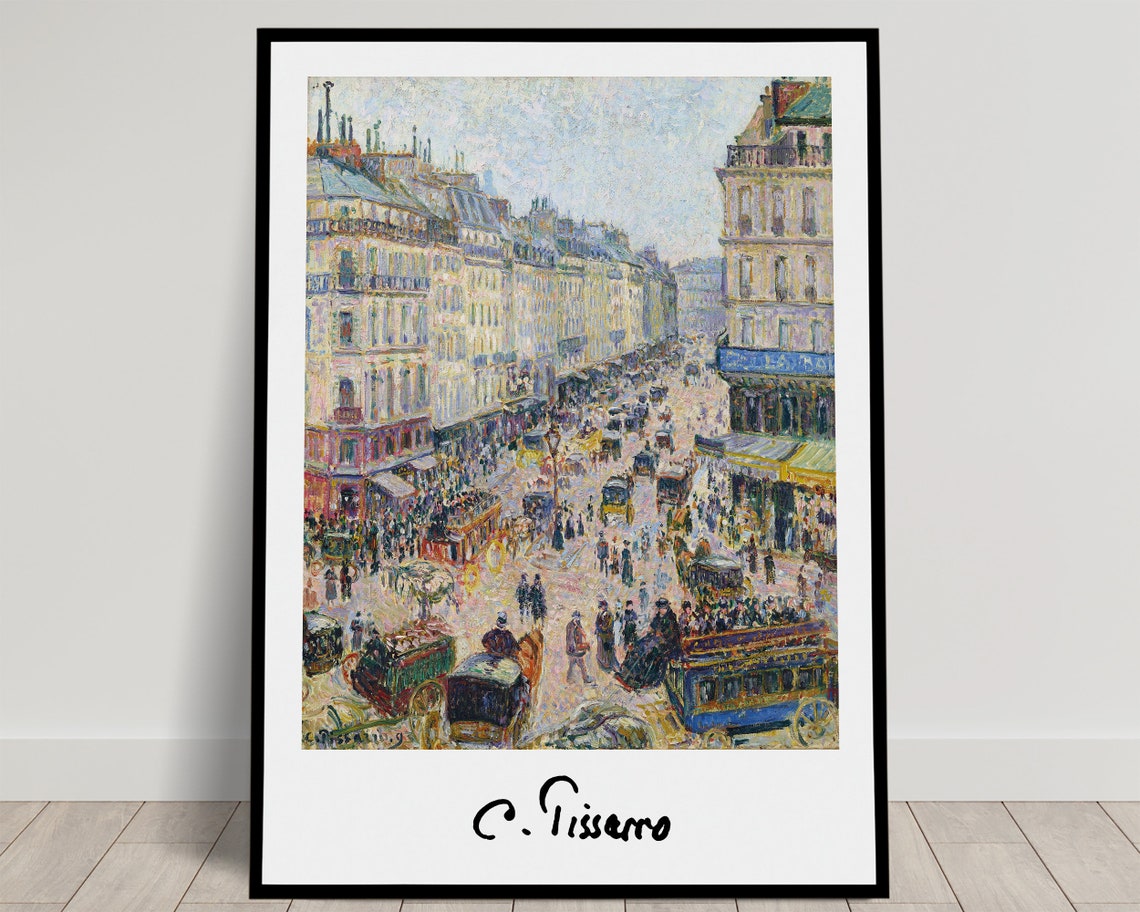 Camille Pissarro Busy Paris Street Scene With Carriages Poster