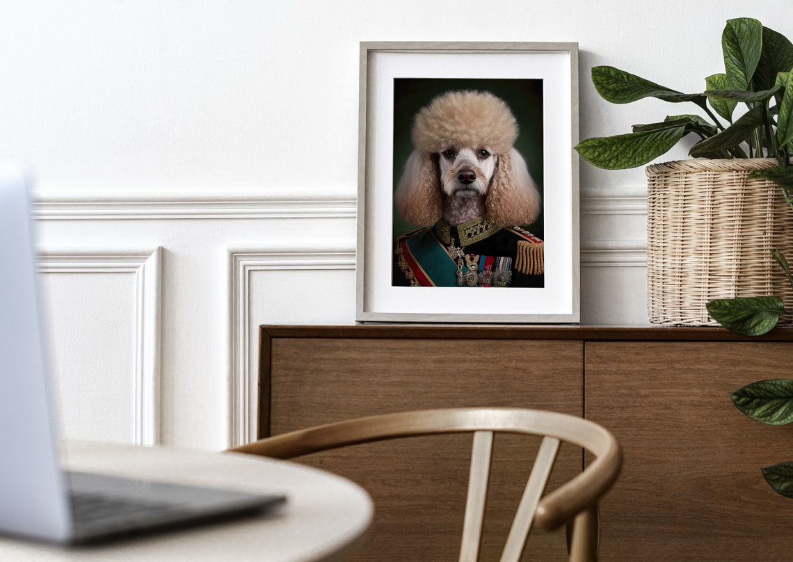 Poodle Military General Portrait In Uniform With Medals Poster - Image 3