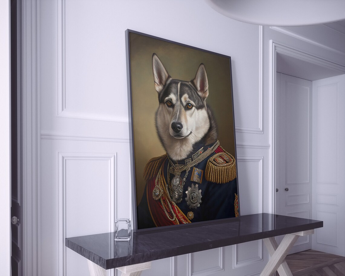 Husky In Military Uniform Funny Dress Uniform Dog Portrait Poster - Image 2