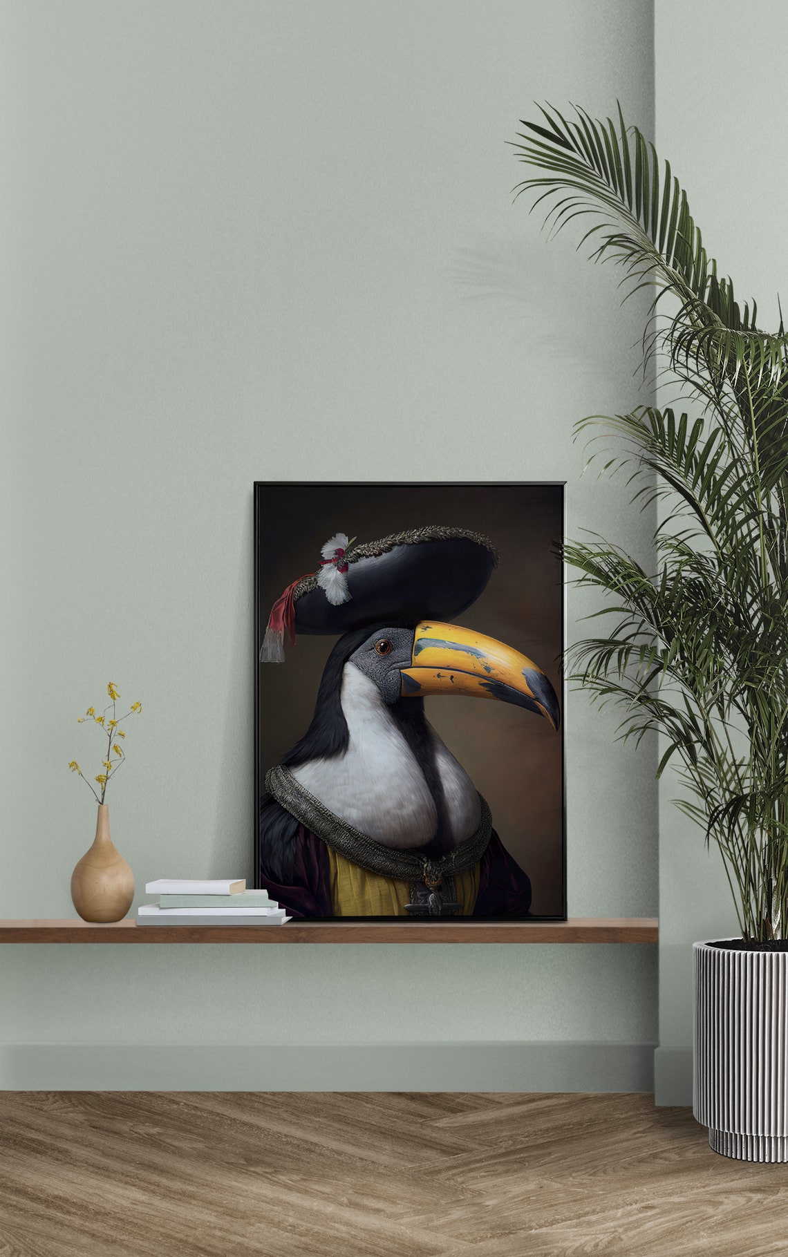 Toucan Baroque Style Portrait Black Feathered Hat Funny Poster - Image 2