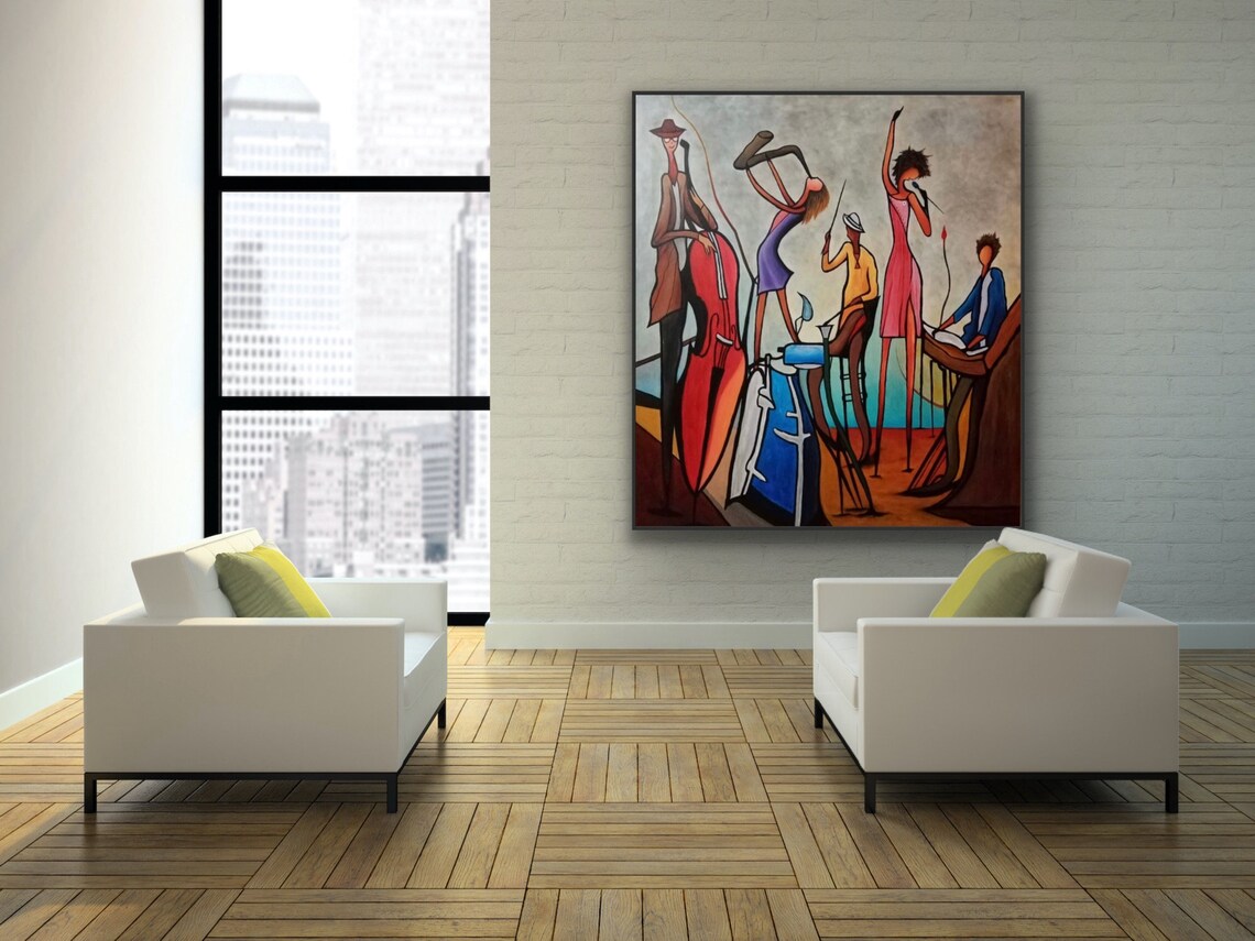 Music Abstract Violin Art Print, Modern Figurative - Image 2