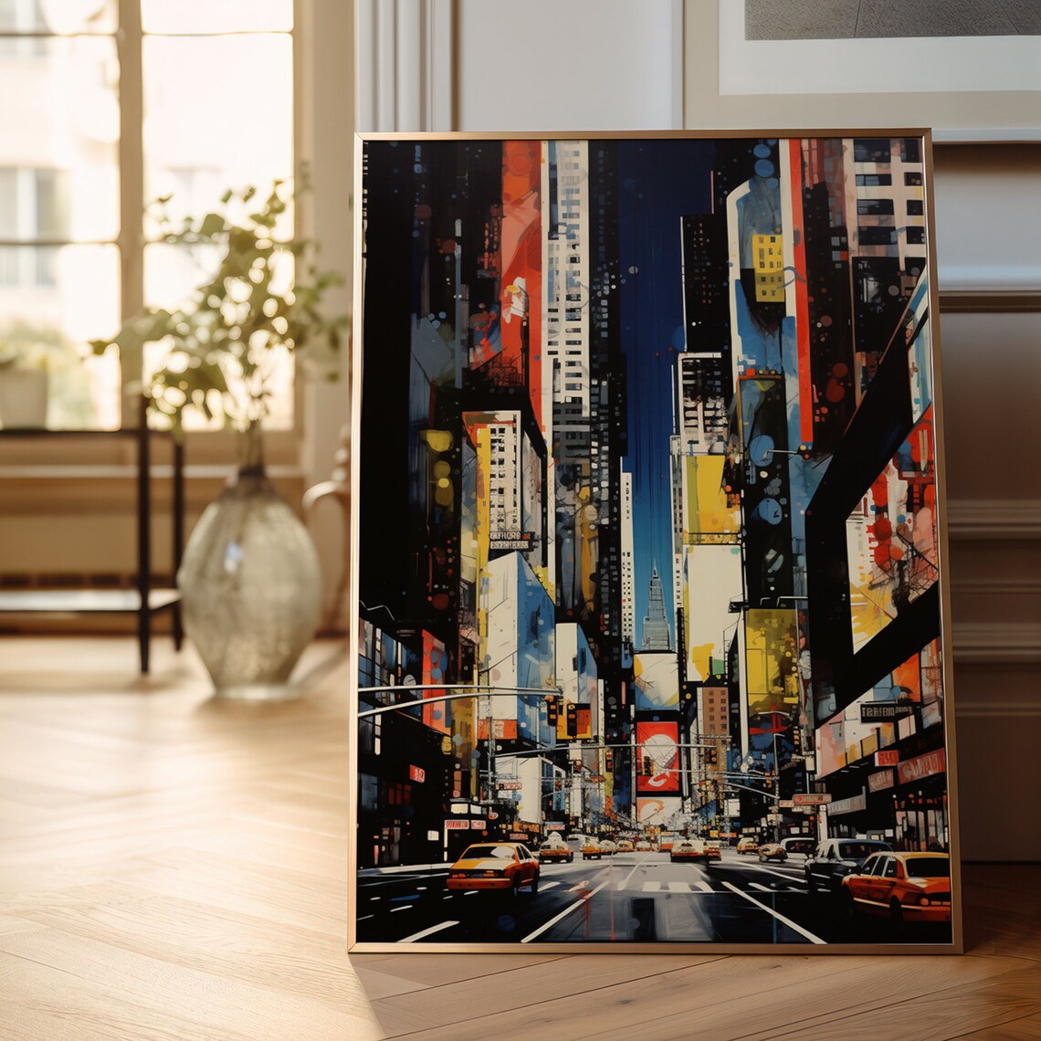 Abstract New York Times Square Street Night Lights Art Poster - Image 3