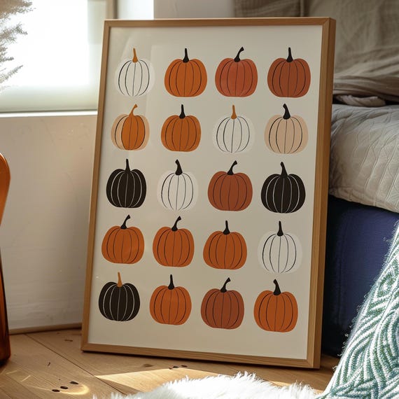 Pumpkin Print Fall Decor Contemporary Wall Art