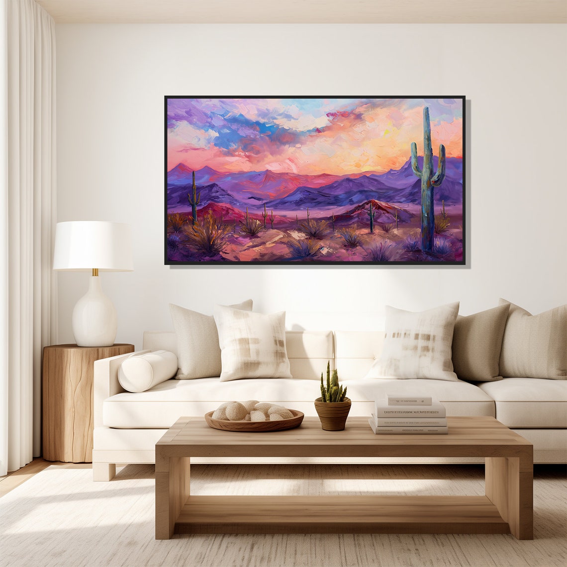 Desert Sunset Oil Painting Wall Art Print Frame Tv Art Tv - Image 5