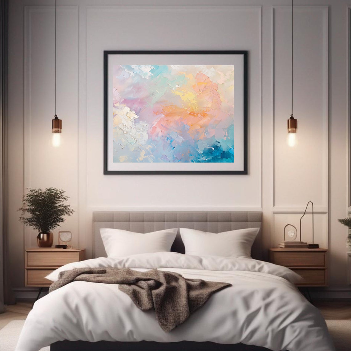 Abstract Colorful Clouds Modern Abstract Painting Wall Art Print Frame Tv Art Tv - Image 2
